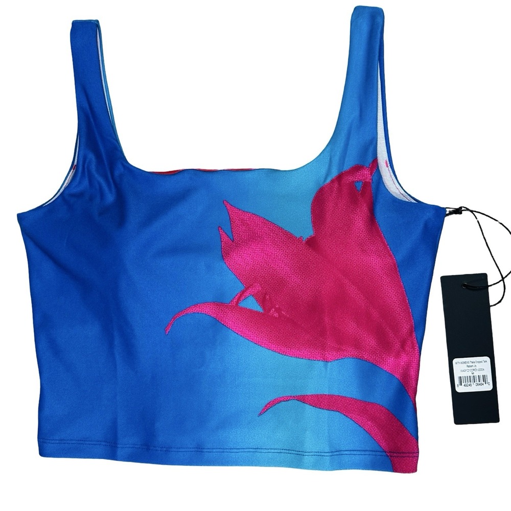 Wear It To Heart Thalia Cropped Tank M Radiant Lily Blue Pink Sports Bra NWT